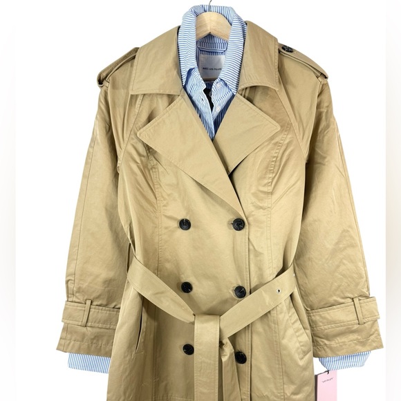 Anthropologie Avec Les Filles Poplin Shirting Belted Trench Coat Medium - Picture 8 of 16